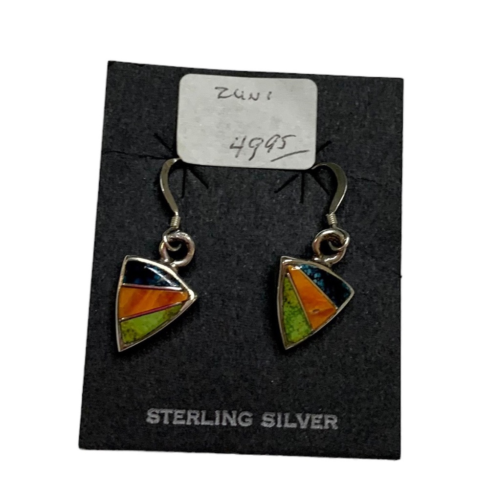 ✨Zuni Sterling Silver Multi-Stone Inlay Gemstone Earrings✨